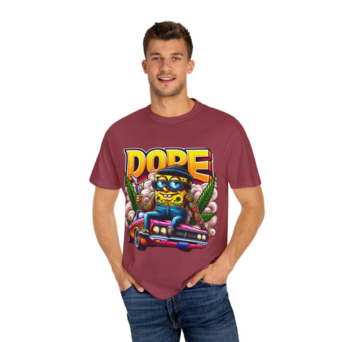 Unisex Garment-Dyed T-Shirt - Cool Cartoon ‘DOPE’ Design
