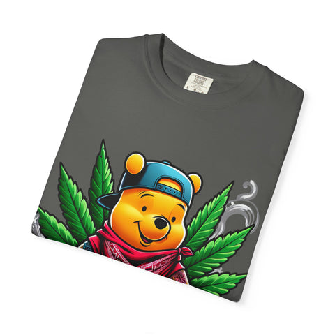 Hipster Bear T-Shirt - Unisex Garment-Dyed Tee with Cannabis Design