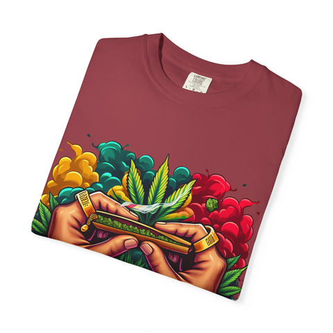 Vibrant Cannabis Lover's T-Shirt - Unisex, Garment-Dyed with Artistic Design