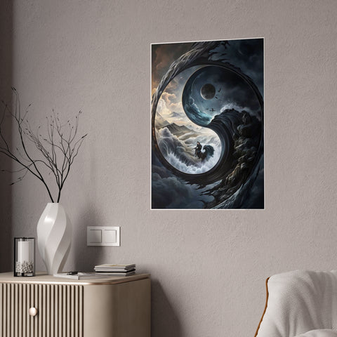 Serene Yin Yang Gloss Poster - Conceptual Art for Home Décor