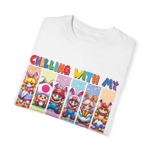 Chilling with My Peeps Unisex Garment-Dyed T-Shirt | Fun Graphic Tee for Friends