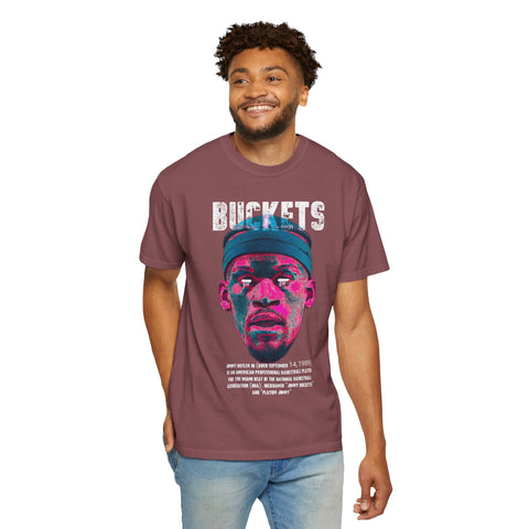 Unisex Garment-Dyed T-Shirt - Retro Sports Graphic "BUCKETS"