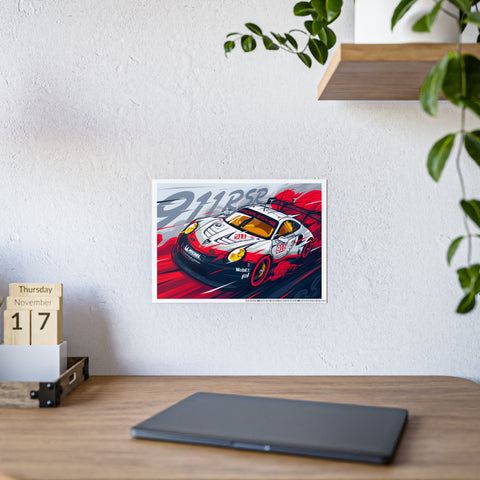 Porsche 911RSR Glossy Art Poster - Racing Wall Decor for Car Enthusiasts