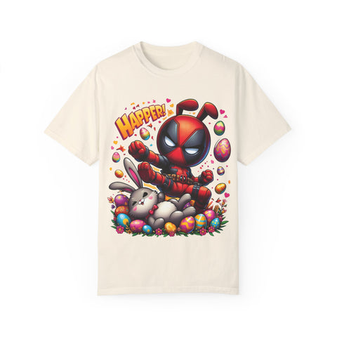 Funny Deadpool Easter T-Shirt - Unisex Garment-Dyed Tee for Comic Fans