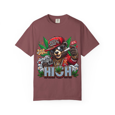 Hip Hop Bear Graphic T-Shirt - Unisex Cool Streetwear for Cannabis Lovers