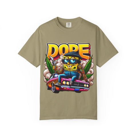Unisex Garment-Dyed T-Shirt - Cool Cartoon ‘DOPE’ Design