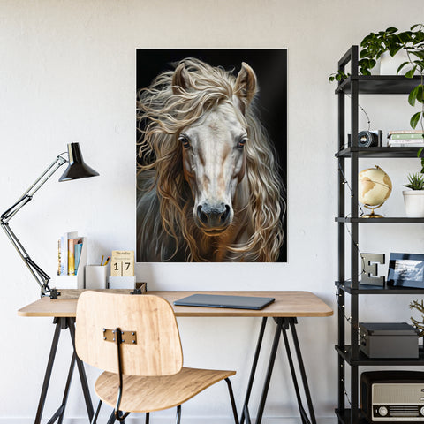 Majestic White Horse Gloss Poster - Inspirational Wall Art for Animal Lovers