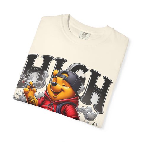 High Vibes Unisex Garment-Dyed T-shirt with Cartoon Bear Design