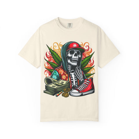 Chill Vibes Skull Graphic T-Shirt – Unisex Garment-Dyed Tee