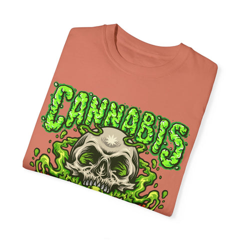 Skull & Cannabis Unisex Garment-Dyed T-Shirt - Unique Graphic Tee for Weed Enthusiasts