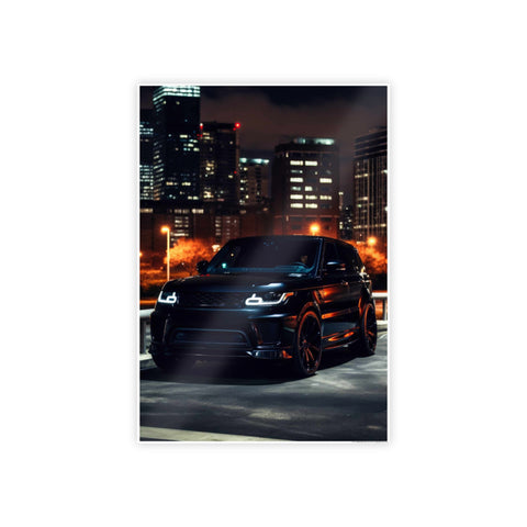 Glossy Automotive Art Poster - Nighttime Urban Scene
