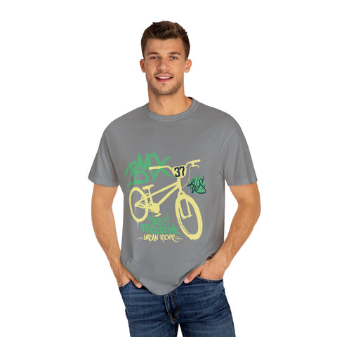 Urban BMX Rider Garment-Dyed T-Shirt | Casual Streetwear for Cycling Enthusiasts