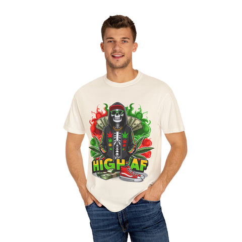 High AF Unisex Garment-Dyed T-Shirt - Fun & Edgy Style for Cannabis Enthusiasts