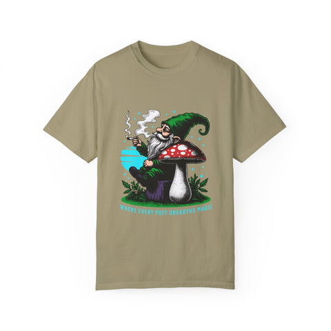 Magic Gnome T-shirt - Where Every Puff Unearths Magic | Unisex Garment-Dyed Tee for Nature Lovers