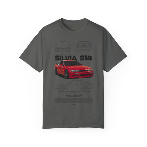 Retro Car Art Unisex Garment-Dyed T-shirt - SILVIA 514 Graphic Tee