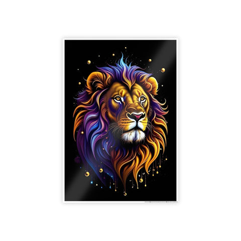 Vibrant Lion Gloss Poster - Colorful Wall Art for Animal Lovers