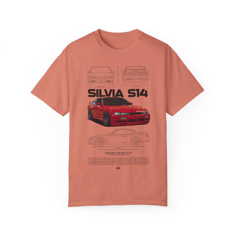 Retro Car Art Unisex Garment-Dyed T-shirt - SILVIA 514 Graphic Tee