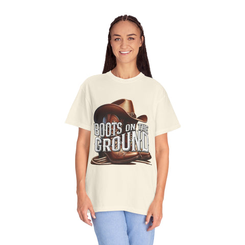 Unisex Garment-Dyed T-Shirt - 'Boots on the Ground' Country Lifestyle Tee
