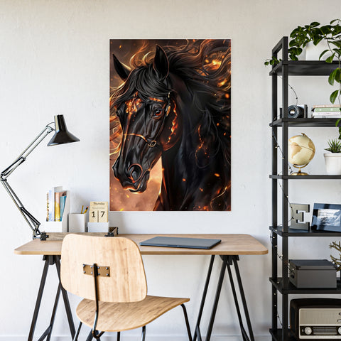 Fiery Horse Gloss Poster - Elegant Wall Art for Equestrian Lovers
