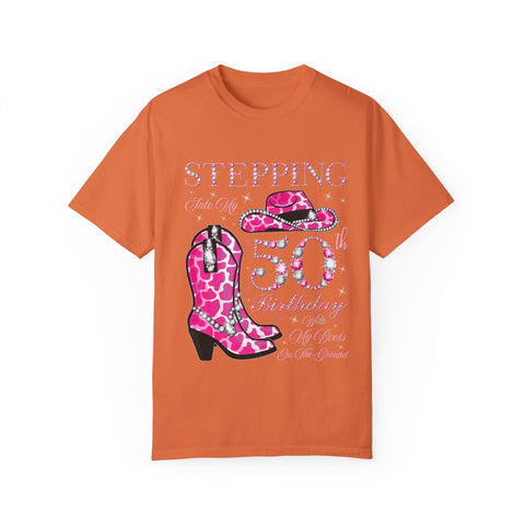 50th Birthday Cowgirl T-Shirt | Unisex Garment-Dyed Tee