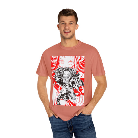 Anime-Inspired Unisex Garment-Dyed T-Shirt - Bold Character Design