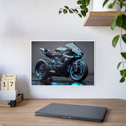 High-Gloss Motorcycle Art Print - Futuristic Wall Decor for Auto Enthusiasts