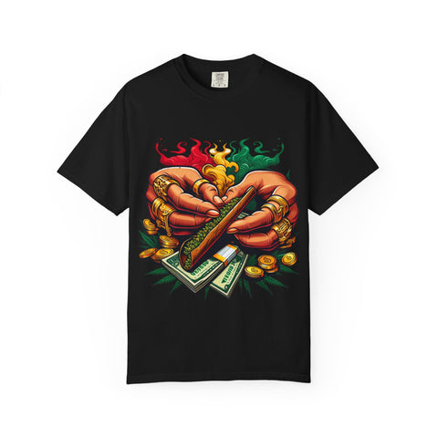 Vibrant Herbal Tees - Unisex Garment-Dyed T-shirt with Hand Rolling Design