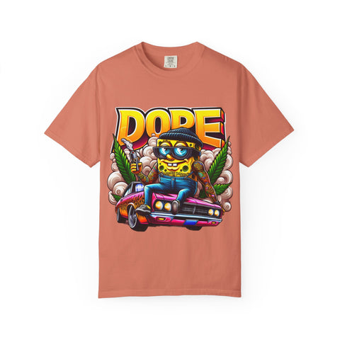 Unisex Garment-Dyed T-Shirt - Cool Cartoon ‘DOPE’ Design