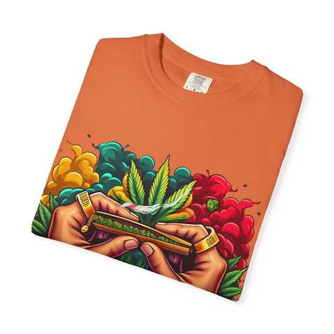 Vibrant Cannabis Lover's T-Shirt - Unisex, Garment-Dyed with Artistic Design