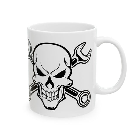 Skull Wrench Ceramic Mug - 11oz/15oz | Perfect Gift for Mechanics and DIY Enthusiasts