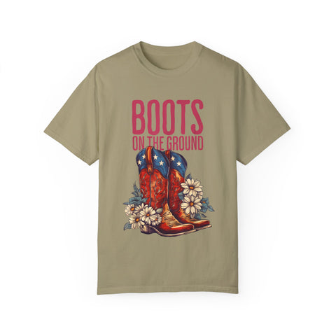 Vintage Western Boots Graphic T-Shirt - "Boots on the Ground"