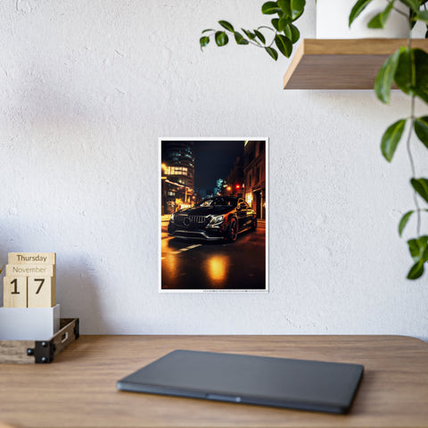 Glossy Car Art Poster - Nighttime Cityscape