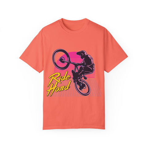 Ride Hard Unisex Garment-Dyed T-Shirt - Perfect for Cyclists & Outdoor Enthusiasts