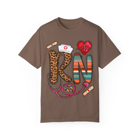 RN Nurse Graphic T-Shirt - Cute Leopard Print Design for Healthcare Workers