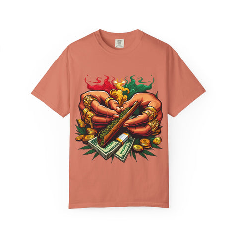 Vibrant Herbal Tees - Unisex Garment-Dyed T-shirt with Hand Rolling Design