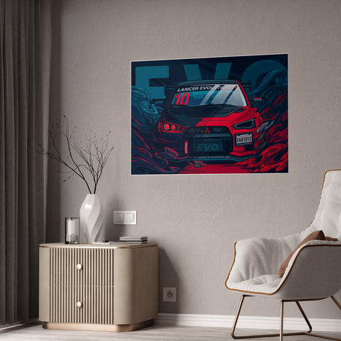 Lancer Evolution Gloss Poster - Retro Car Artwork for Auto Enthusiasts