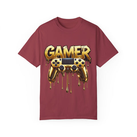 Gamer Gold Drip T-Shirt – Unisex Garment-Dyed Tee for Gaming Enthusiasts