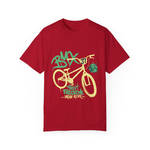 Urban BMX Rider Garment-Dyed T-Shirt | Casual Streetwear for Cycling Enthusiasts