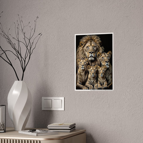 Majestic Lion Family Gloss Poster - Wildlife Wall Art for Home Decor