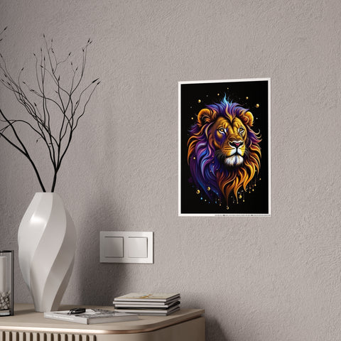 Vibrant Lion Gloss Poster - Colorful Wall Art for Animal Lovers