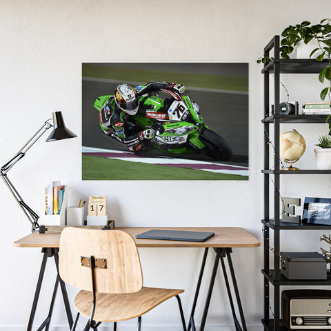 Glossy Motorcycle Racing Poster - Vibrant Wall Art for Motorsports Enthusiasts