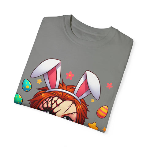 Cute Chucky Easter T-Shirt - Unisex Garment-Dyed Tee for Horror Fans