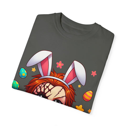 Cute Chucky Easter T-Shirt - Unisex Garment-Dyed Tee for Horror Fans