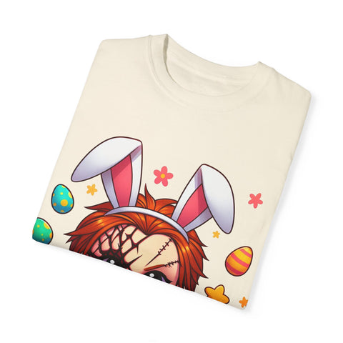 Cute Chucky Easter T-Shirt - Unisex Garment-Dyed Tee for Horror Fans