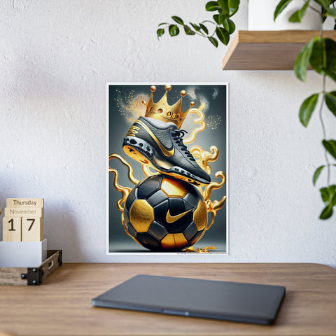 Sporty Crowned Soccer Gloss Poster - Perfect for Sports Fans