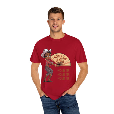 Boots on the Ground Unisex T-Shirt - Rustic Cowboy Vibe, Perfect for Festivals and Casual Outings