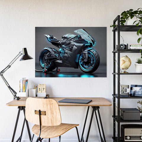 High-Gloss Motorcycle Art Print - Futuristic Wall Decor for Auto Enthusiasts