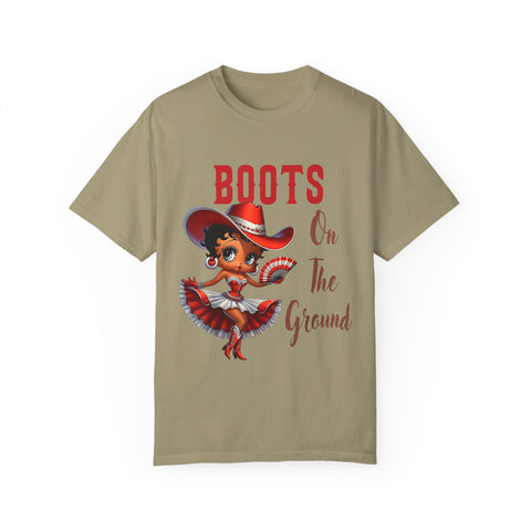 Boots On The Ground Unisex Garment-Dyed T-Shirt - Fun Western Style Tee for Festival Season