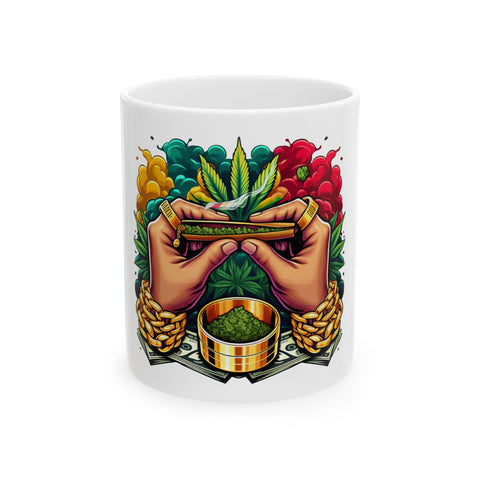 Rolling Hands Cannabis Ceramic Mug - 11oz & 15oz