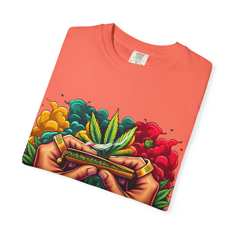Vibrant Cannabis Lover's T-Shirt - Unisex, Garment-Dyed with Artistic Design